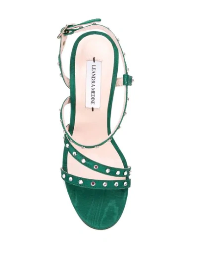 Shop Leandra Medine Studded High-heeled Sandals In Green