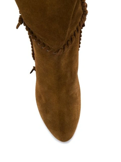 Shop Saint Laurent Mica Suede Boots In Brown