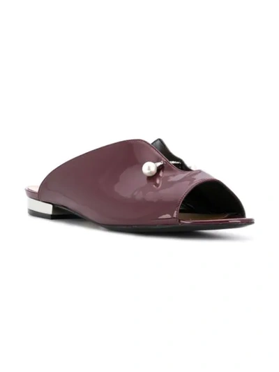 Shop Coliac Open Toe Pearl Embellished Slippers In Pink