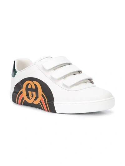 Shop Gucci Logo Print Sneakers In 9062 White/red
