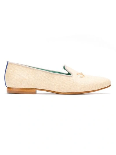 Shop Blue Bird Shoes Straw Loafers In Neutrals