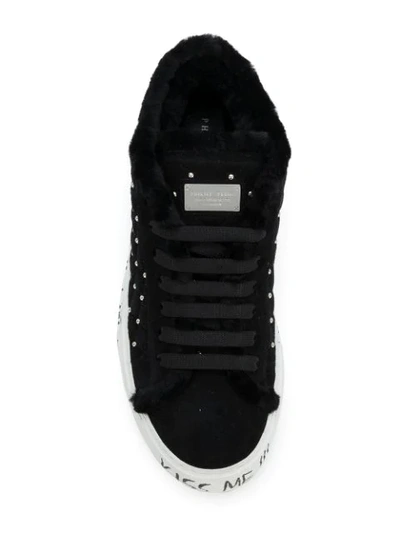 Shop Philipp Plein Microstud Quilted Low Top Sneakers In Black