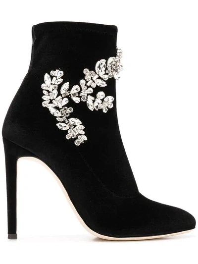 Shop Giuseppe Zanotti Celeste Velvet Boots In Black
