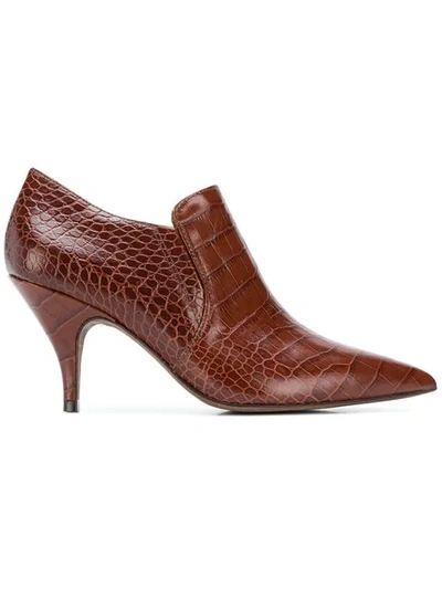 Shop Tory Burch Crocodile Effect Boots In Brown
