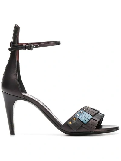 Shop Bottega Veneta Fringed Sandals In Grey