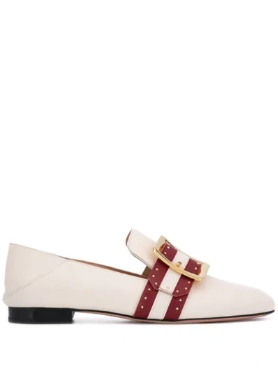 Shop Bally Janelle Buckle Loafers In White