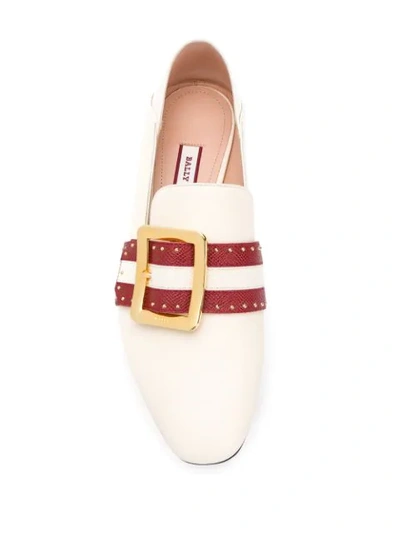 Shop Bally Janelle Buckle Loafers In White