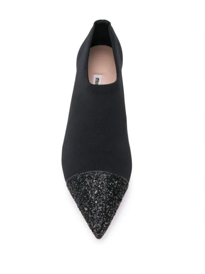 Shop Miu Miu Glitter Detail Flats - Black