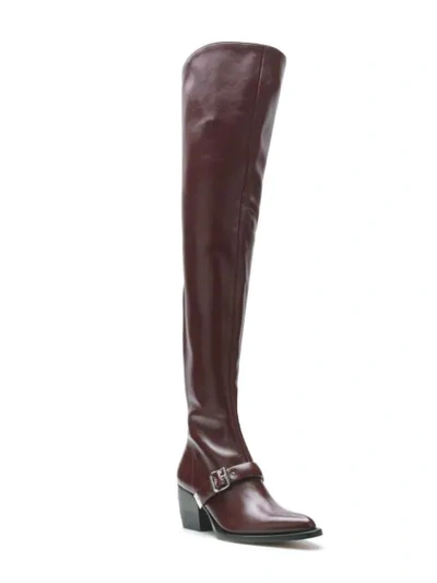 Shop Chloé Buckle Over-the-knee Boots In Red