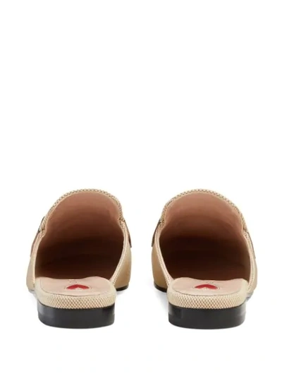 Shop Gucci Princetown Canvas Slippers In Brown