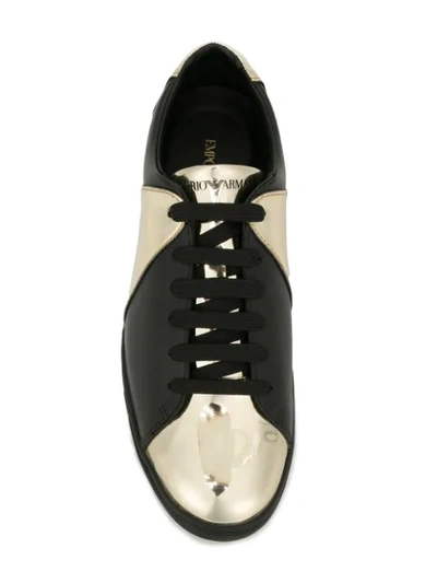 Shop Emporio Armani Colour Block Sneakers In Black