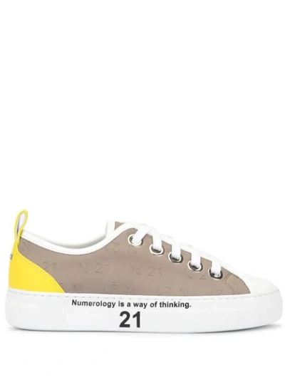 Shop N°21 Colour Block Sneakers In Brown
