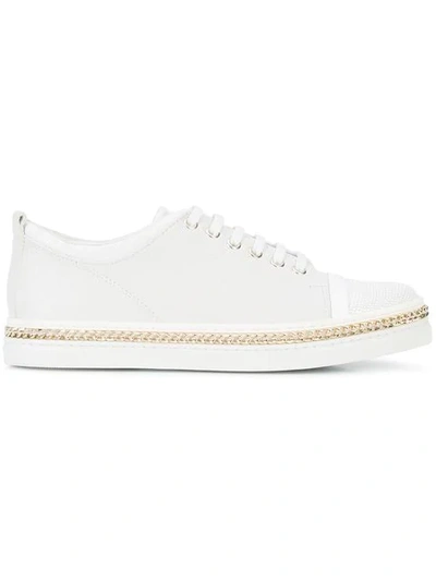 Shop Lanvin Tennis Chain-embellished Sneakers - White