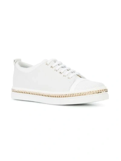 Shop Lanvin Tennis Chain-embellished Sneakers - White