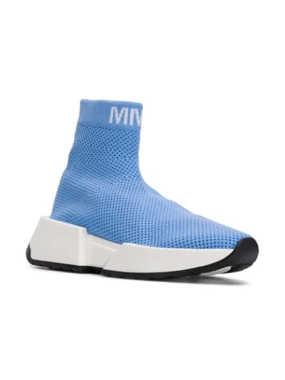 Shop Mm6 Maison Margiela Logo Mesh Sock Sneakers In Blue