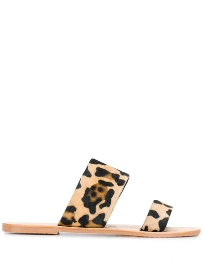 Shop Manebi Ibiza Leopard Sandals - Brown
