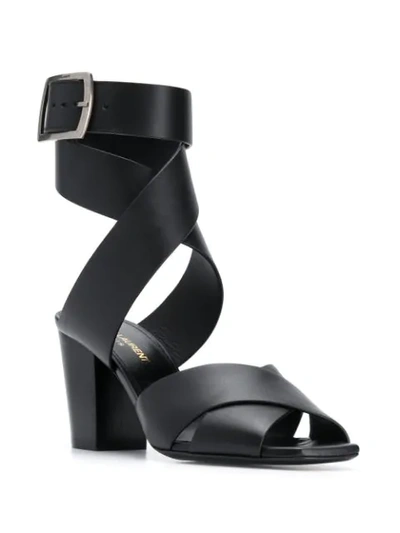 Shop Saint Laurent Strappy Block Heel Sandals In Black