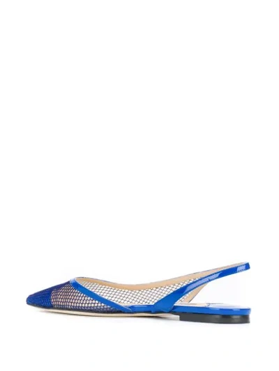 Shop Jimmy Choo Fetto Mesh-panel Ballerina Shoes In Blue