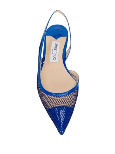 Shop Jimmy Choo Fetto Mesh-panel Ballerina Shoes In Blue