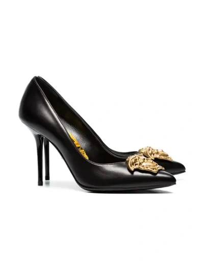 Shop Versace Medusa Palazzo Pumps In Black