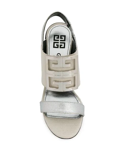 Shop Givenchy Logo Plaque Sandals In Neutrals