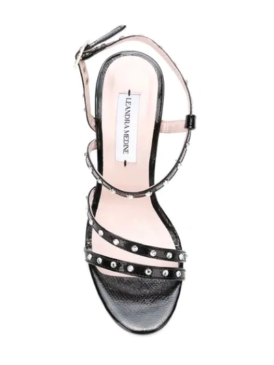 Shop Leandra Medine Embellished Strappy Sandals In Black