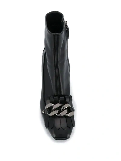 Shop Casadei Fringed Chain Boots In Black