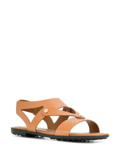 Tod's Studded Flat Sandals In Brown