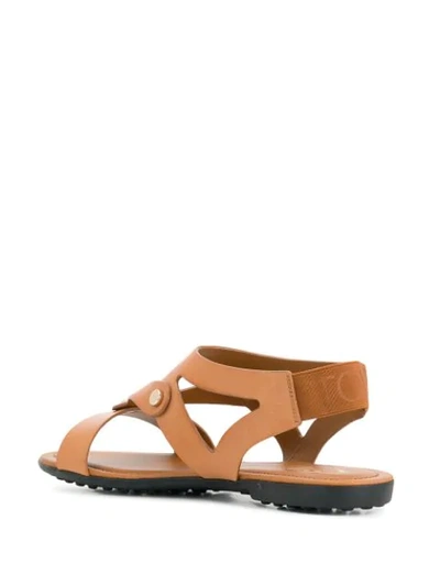 Tod's Studded Flat Sandals In Brown