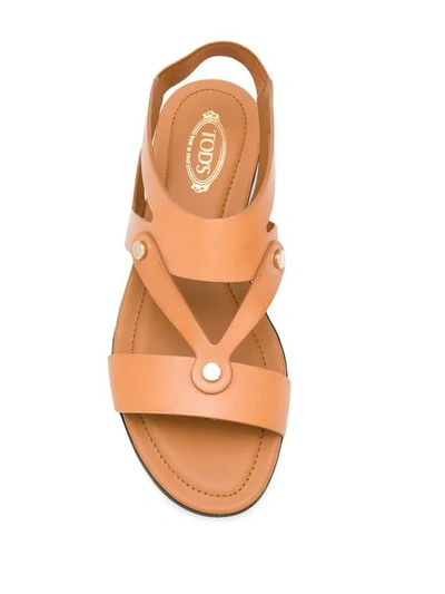 Tod's Studded Flat Sandals In Brown