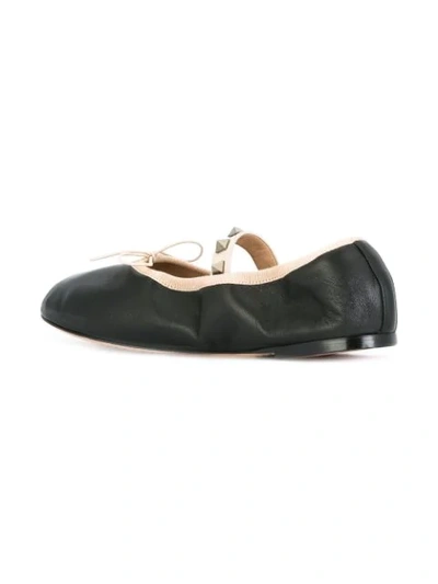 Shop Valentino Garavani 'rockstud Ballet' Ballerinas - Black