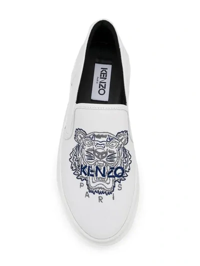 Shop Kenzo Tiger Embroidered Slip In 01  Bianco