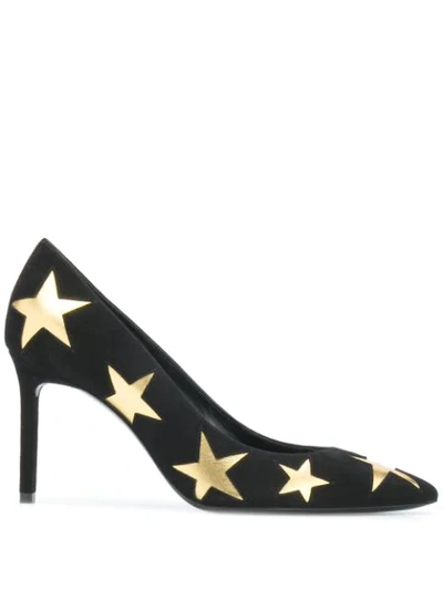 Shop Saint Laurent Anja Star Print Pumps In Black