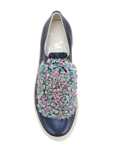 Shop Agl Attilio Giusti Leombruni Beaded Front Platform Sneakers In Blue