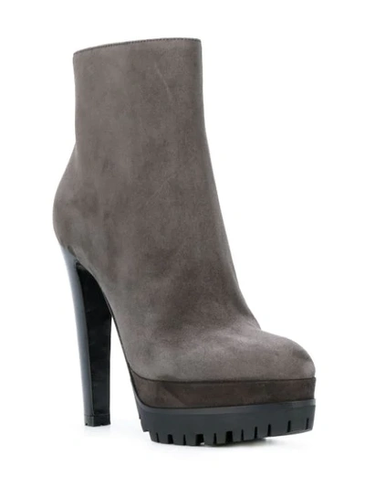 Shop Sergio Rossi Heeled Platform Ankle Boots - Grey