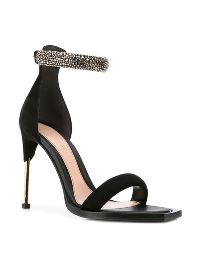 Shop Alexander Mcqueen Embellished Sandals In Black