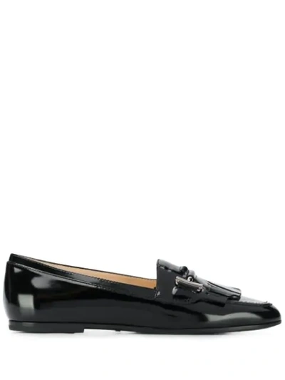 Shop Tod's Patent Leather Loafers In Black