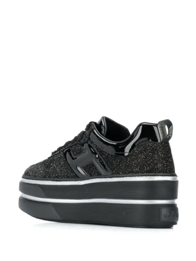 Shop Hogan Glitter Platform Sneakers In Black