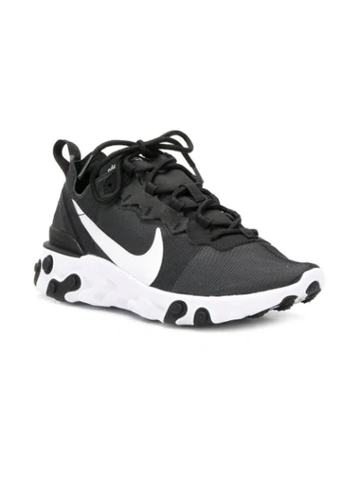 Nike Black & White React Element 55 Sneakers In Black