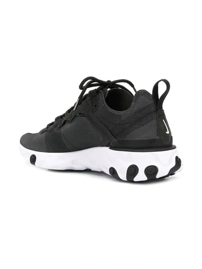 Nike Black & White React Element 55 Sneakers In Black