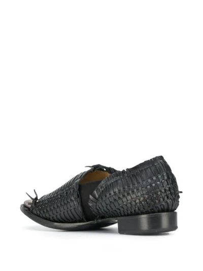 Shop Yohji Yamamoto Open Toe Woven Loafers In Black