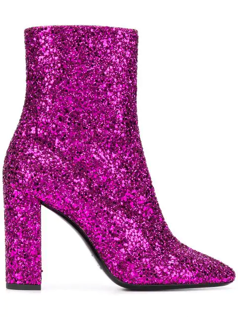 saint laurent pink glitter boots