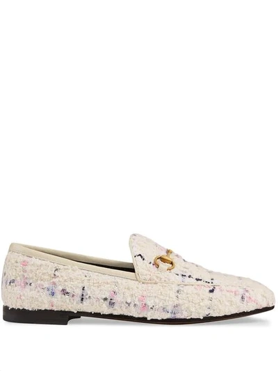 Shop Gucci Jordaan Tweed Loafer In White