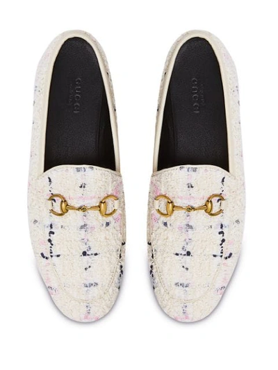 Shop Gucci Jordaan Tweed Loafer In White