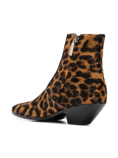 Shop Saint Laurent Leo Animal-print Ankle Boots - Brown