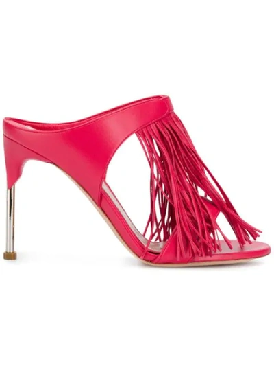 Shop Alexander Mcqueen Pin Heel Fringe Sandals In Pink