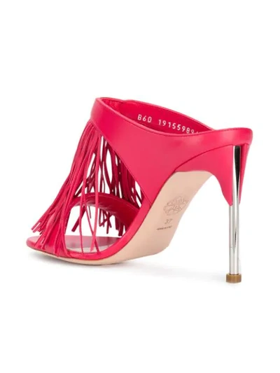 Shop Alexander Mcqueen Pin Heel Fringe Sandals In Pink