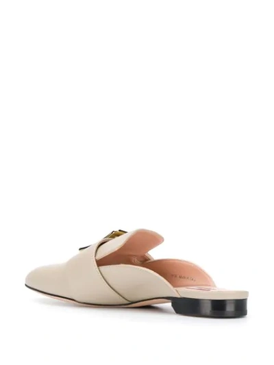 Shop Bally Buckled Flat Mules In Neutrals