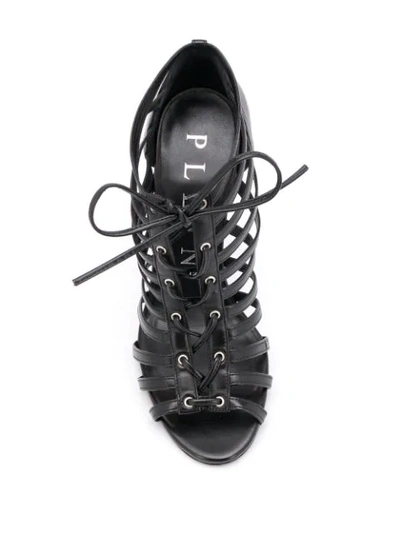 Shop Philipp Plein Skull Heeled Sandals In Black