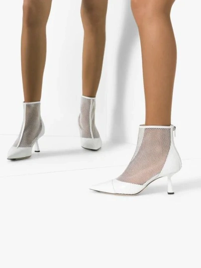 Shop Jimmy Choo Kix 65mm Mesh Ankle Boots In White